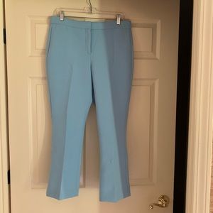 Theory Erstina Ocean Blue Pioneer Crop Flare Leg Trousers Size 10